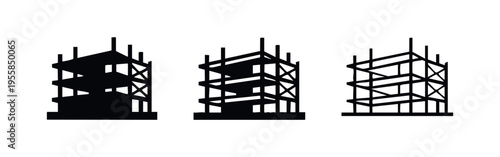 Building Construction Framework Structure Icon Set