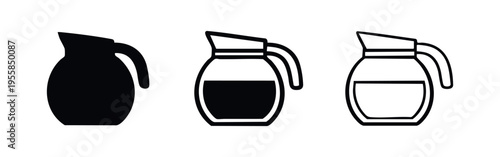 Coffee Pot or Carafe Drinkware Icon Set