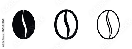Single coffee bean icon variations for menu design, digital projects, and branding.