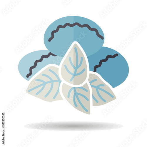 Mozzarella cheese with basil vector icon