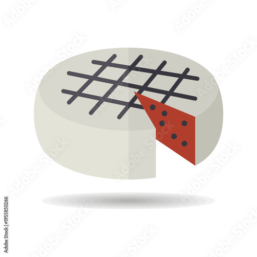 Head hard cheese with a slice cut out vector icon