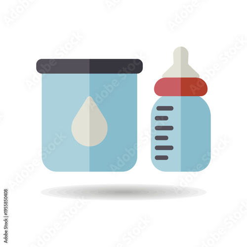Milk powder canned and baby bottle vector icon