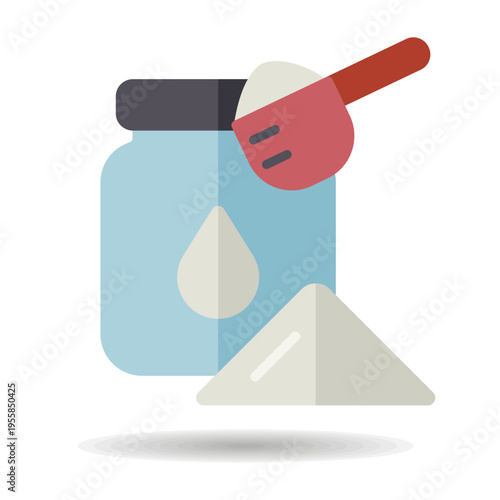 Milk powder canned and spoon vector icon