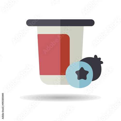 Yogurt cup with flavor blueberry vector icon