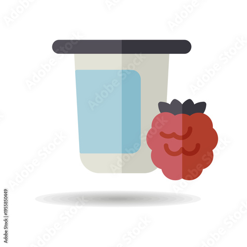 Yogurt cup with flavor raspberry vector icon