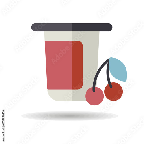 Yogurt cup with flavor cherry vector icon