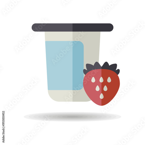 Yogurt cup with flavor strawberry vector icon