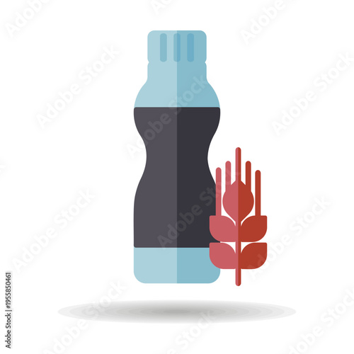 Yoghurt bottle with flavor cereal vector icon