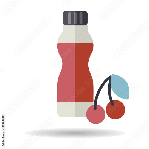 Yoghurt bottle with flavor cherry vector icon