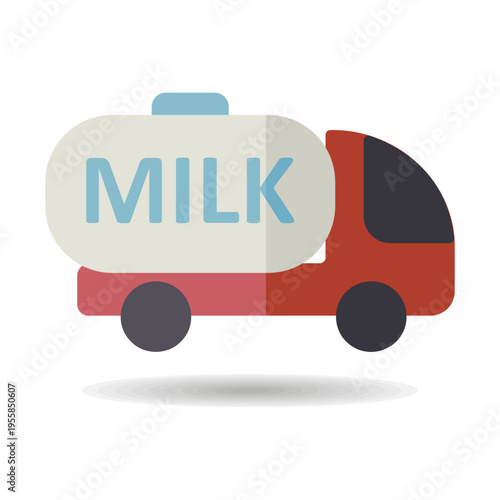 Truck with milk vector icon