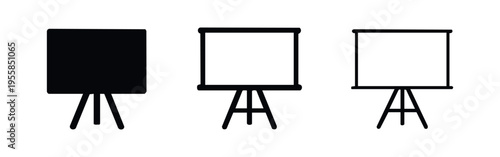 Easel or Presentation Screen Icon Set - Blank Board for Education and Meetings