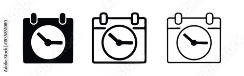 Calendar with Clock Icon Set - Schedule, Appointments, and Time Management
