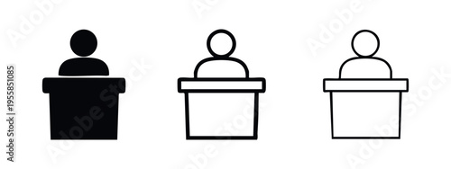 Speaker at Podium Icon Set - Public Speaking, Lecture, and Conference Symbol