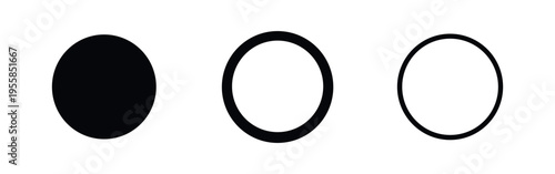 Eclipse icon set. Moon phases or circular shapes in glyph and line styles.