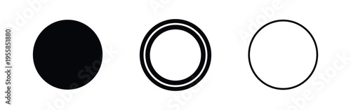 Simple circle icon set in solid and outline styles