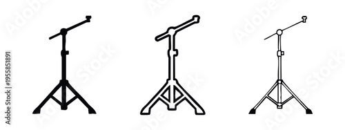 Microphone stand vector icon in multiple styles for audio and music