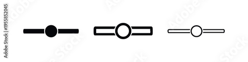 Slider or progress bar icon set. Horizontal black control elements for user interface design and web applications.