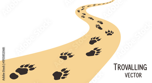 A winding trail of animal footprints.