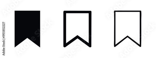 Bookmark and save icon set in different styles. Web UI graphic elements for favorite and mark functions.