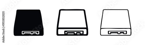 External Hard Drive Icon Set - Portable Data Storage and Backup Device Symbols