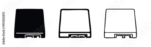 External Hard Drive Icon Set - Portable Data Storage and Backup Device Symbols