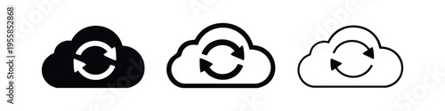 Cloud Refresh Sync Icon Set - Data Synchronization and Cloud Computing Update Symbol