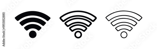 WiFi Signal Icon Set - Wireless Network Symbol Collection for Technology and Communication