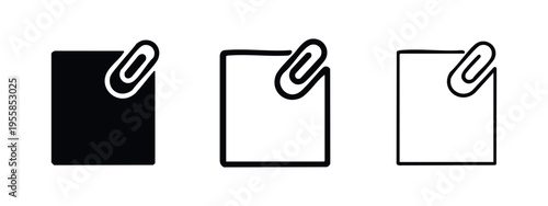 Document and Paperclip Attachment Icons in Black and White