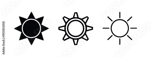 Sun and Brightness Icons for Weather or Light Indicators