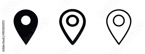 Minimalist Map Location Pin Icons for Navigation and Points of Interest