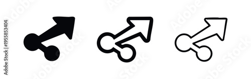 Share icon set. Social media sharing symbol with branching arrow for digital interaction.
