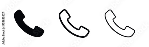 Telephone Receiver Icons Set: Phone Call and Contact Us Symbols for Digital Communication