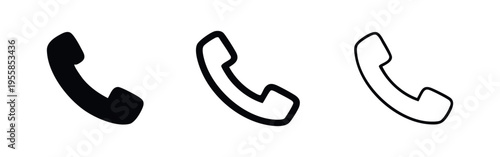 Telephone Receiver Icons Set: Phone Call and Contact Us Symbols for Digital Communication