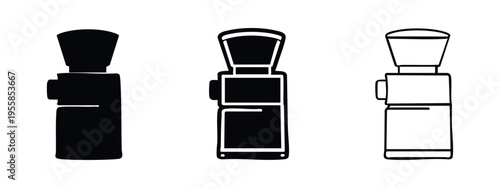 Coffee Grinder Icon Set. Kitchen Appliance for Freshly Ground Coffee Beans.