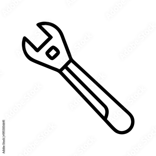 A black outline icon of an adjustable crescent wrench.