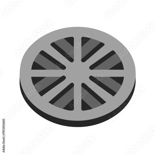 A simple gray icon representing a round grate or manhole cover.
