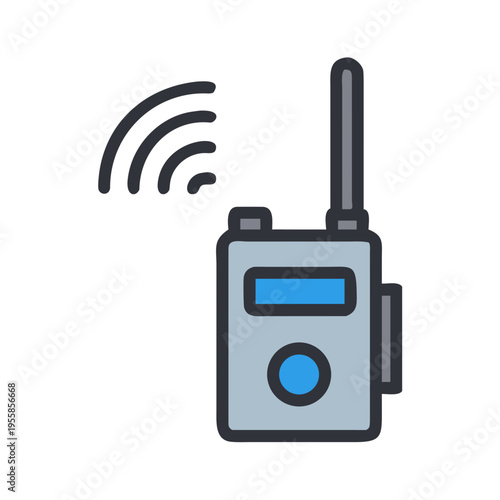 A walkie-talkie icon with radio waves indicating active communication.