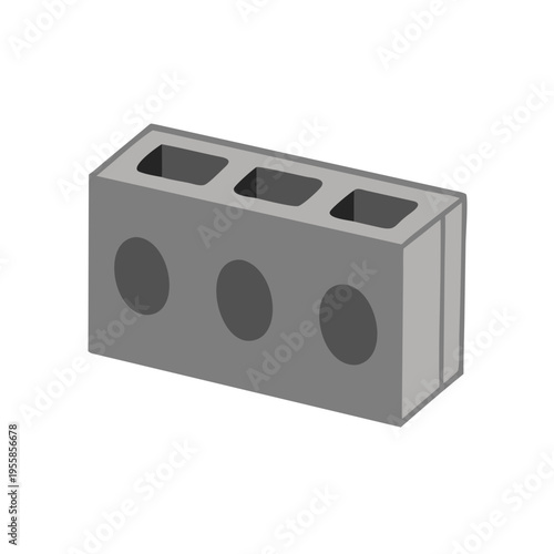 A gray icon of a concrete block or cinder block.