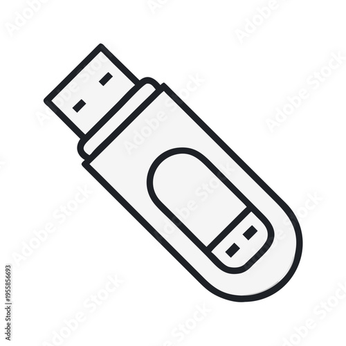 A grey and black outline icon of a USB flash drive.