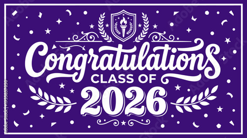 Celebratory Graduation Announcement for the Class of 2026 with Decorative Elements