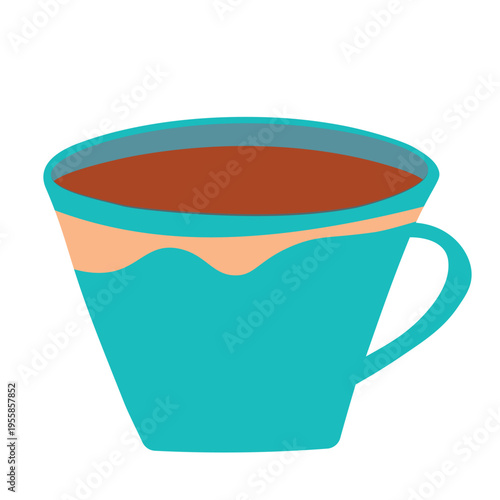 The cute color cup. Kitchen doodle vector illustration. Design for card, poster.