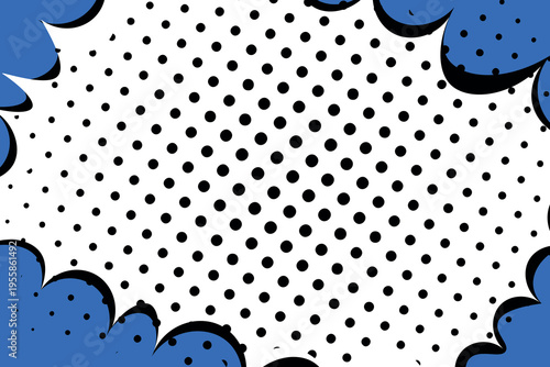 Abstract pop art comic style concept. Colorful polka dots layout retro background. Cartoon modern halftone pattern. Blank design for poster, card, sale banner.