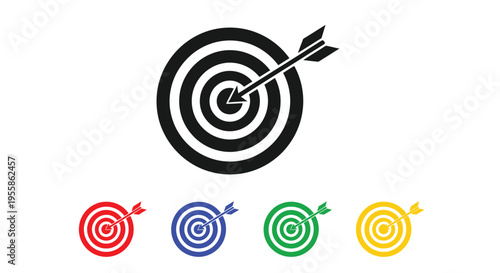 Black target with arrow colorful variations a striking silhouette