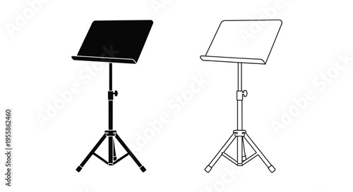 Two music stands one dark and one light depicted as a silhouette