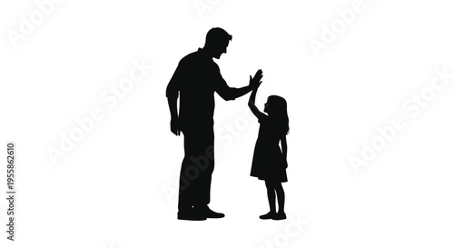 Father and daughter share a high five a heartwarming moment silhouette