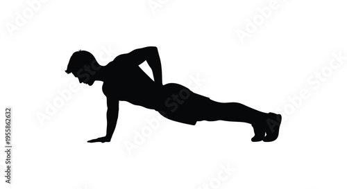 Man performing a push up exercise in stark black silhouette