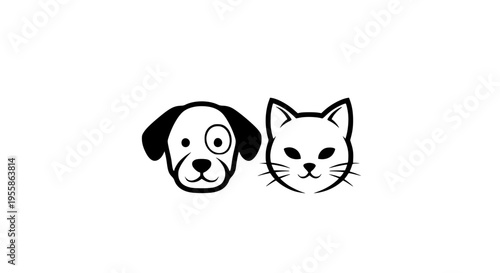 Cute Pet Shop Logo Dog Cat Minimalist Vector