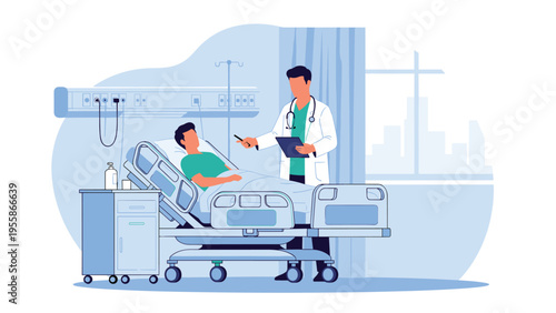 Father and son sitting on a living room sofa, watching their extended family on a large video conference screen.