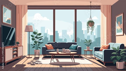 Young woman wearing blue boxing gloves training with a heavy punching bag in a minimalist gym environment for a fitness and sport concept.