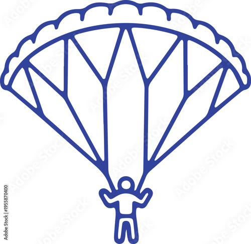 Person descending with a parachute during skydiving adventure.